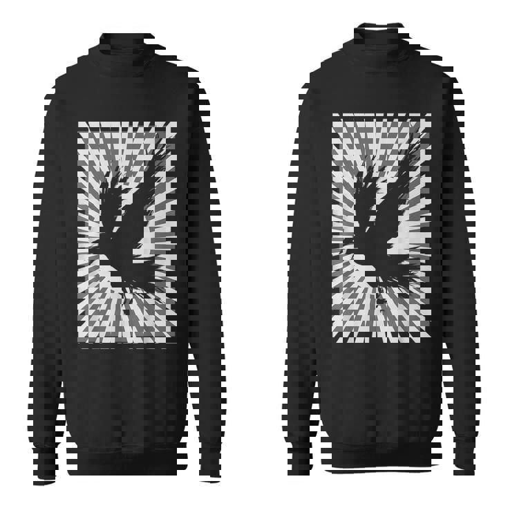 レトロなカラスの美学 日本の旭日旗 黒カラス スウェットシャツ