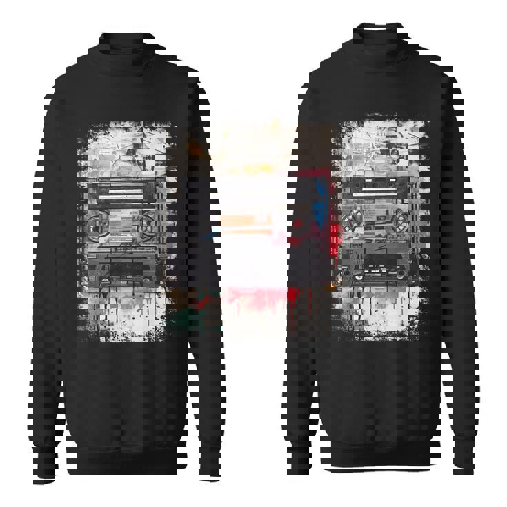 レトロスタイル オールドスクールミュージックテープ カセット ヴィンテージ ミックステープ 長袖tシャツ スウェットシャツ