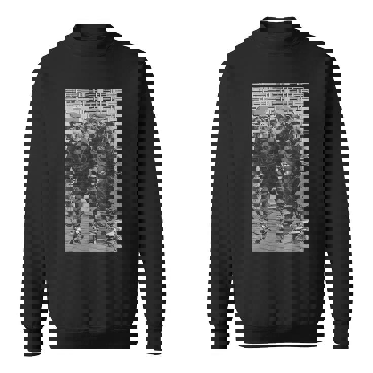 ローラースケートモンキーチンパンジーヴィンテージチンパンジーファニーモンキー スウェットシャツ