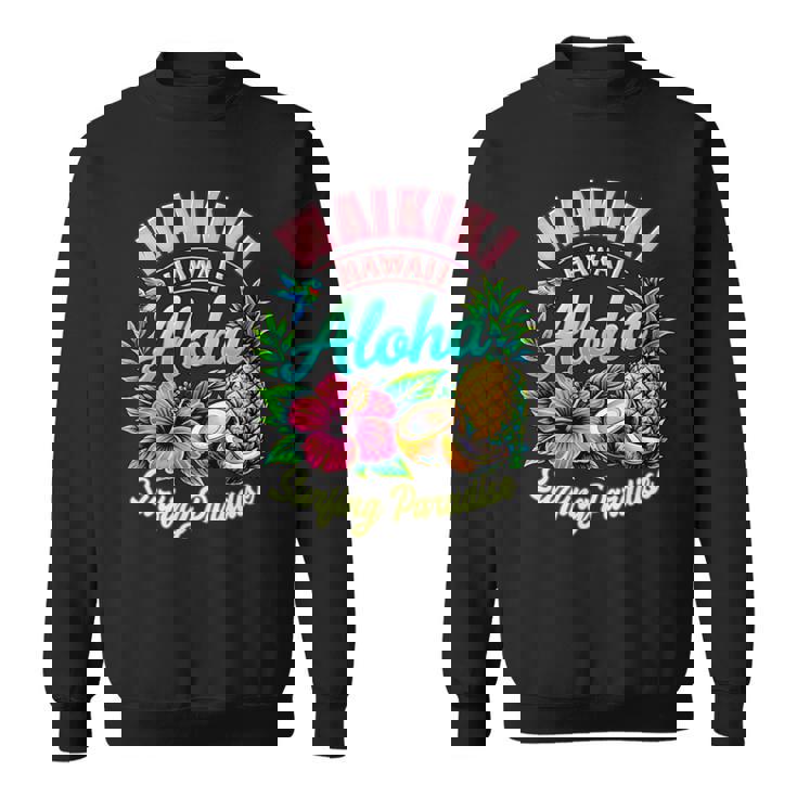 ワイキキ ハワイ アロハ サーフィン パラダイス ハイビスカス パイナップル 長袖tシャツ スウェットシャツ