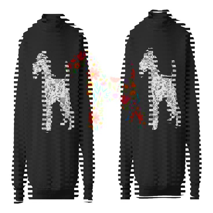 ワイヤーフォックステリア 水彩フラワーデザイン 長袖tシャツ スウェットシャツ