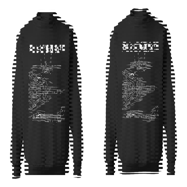 ヴィンテージ ホワイト F14 トムキャット 飛行機 スケマティック F-14 ジェット 長袖tシャツ スウェットシャツ
