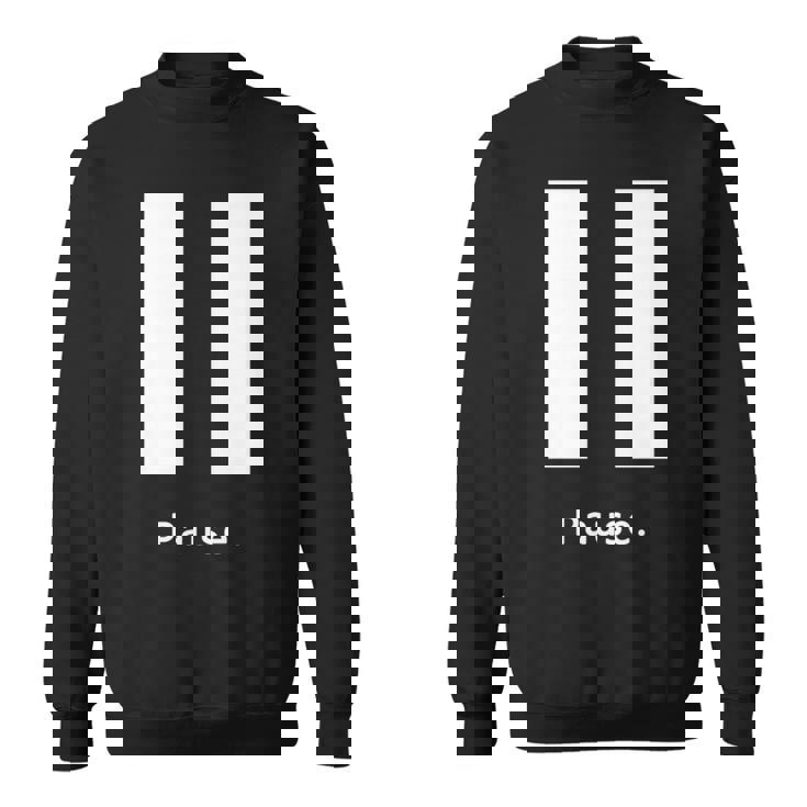 一時停止ボタン 長袖tシャツ スウェットシャツ