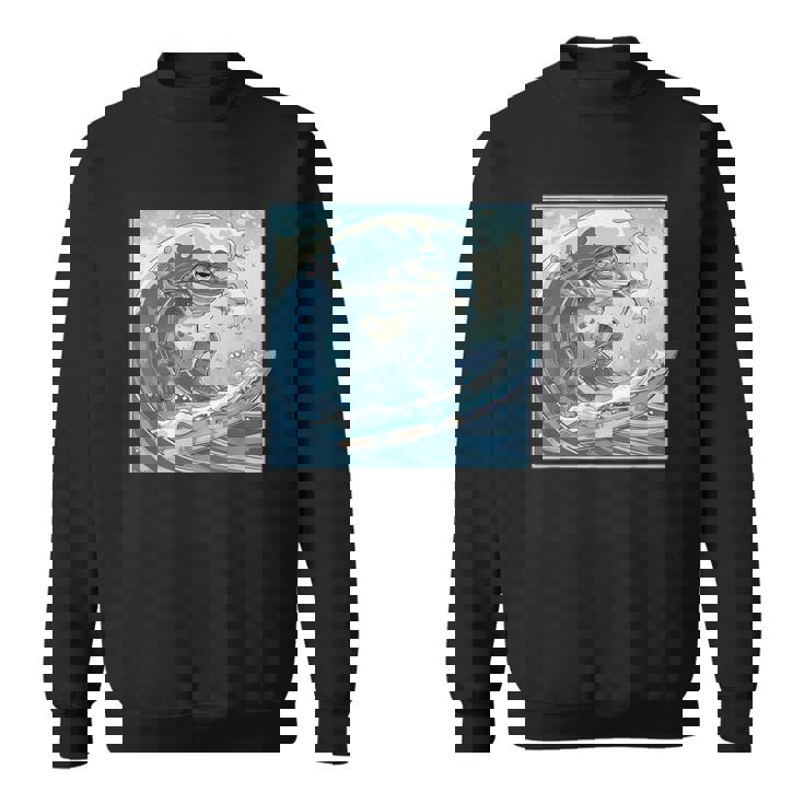 両生類サーファー 日本の波 アート サーフィン カエル スウェットシャツ