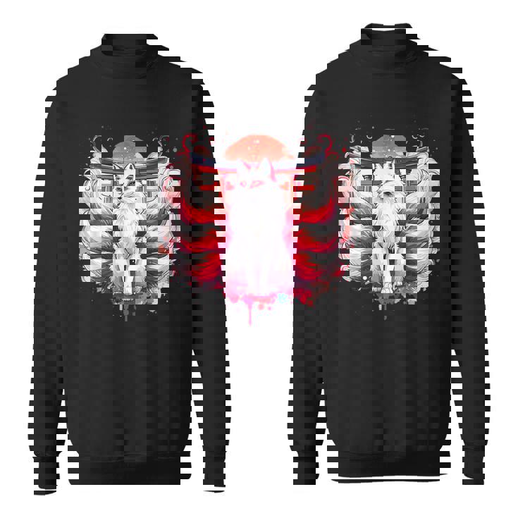 九尾狐 きつねと鳥居門 スウェットシャツ