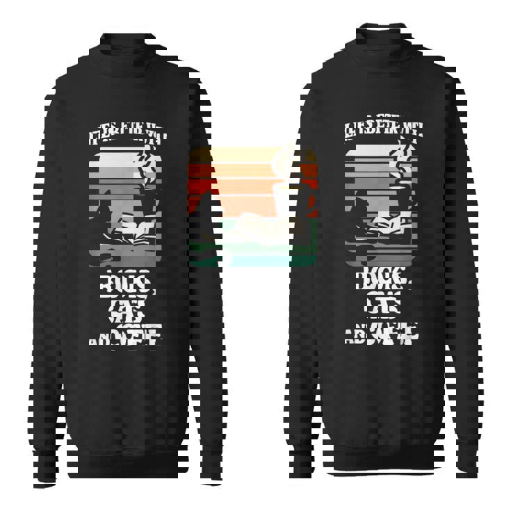 人生は本と猫と一緒に猫を読む カフェ 図書館 スウェットシャツ