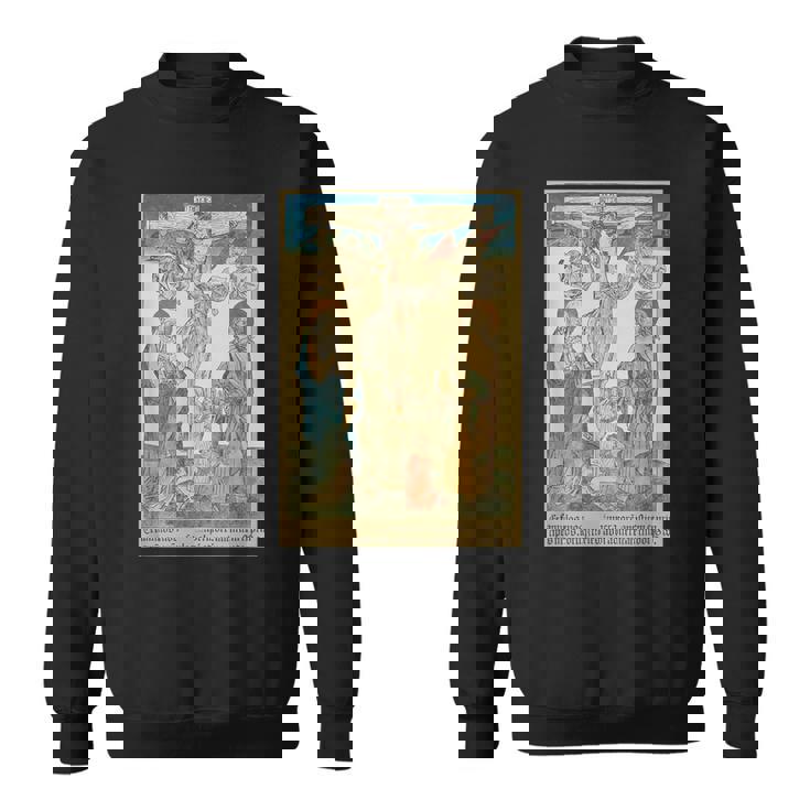 十字架上のイエス 中世美術 キリスト教 カトリック スウェットシャツ