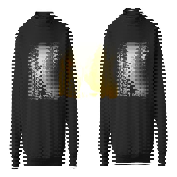 夜明けの竜脚類恐竜の森 リアルなグラフィックデザイン スウェットシャツ