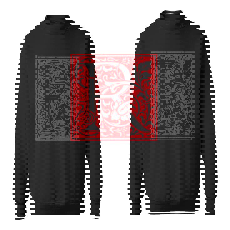 大文字 R ヴィンテージ フローラル イニシャル モチーフ レトロ アルファベット 長袖tシャツ スウェットシャツ