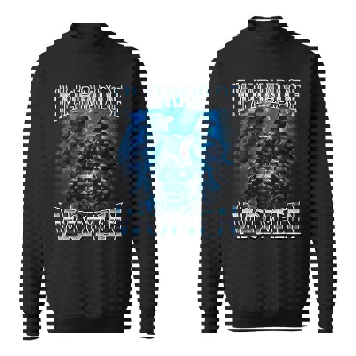 女が怖い狼アルファ・ウルフ・ミーム・クリンジ・ビアード スウェットシャツ