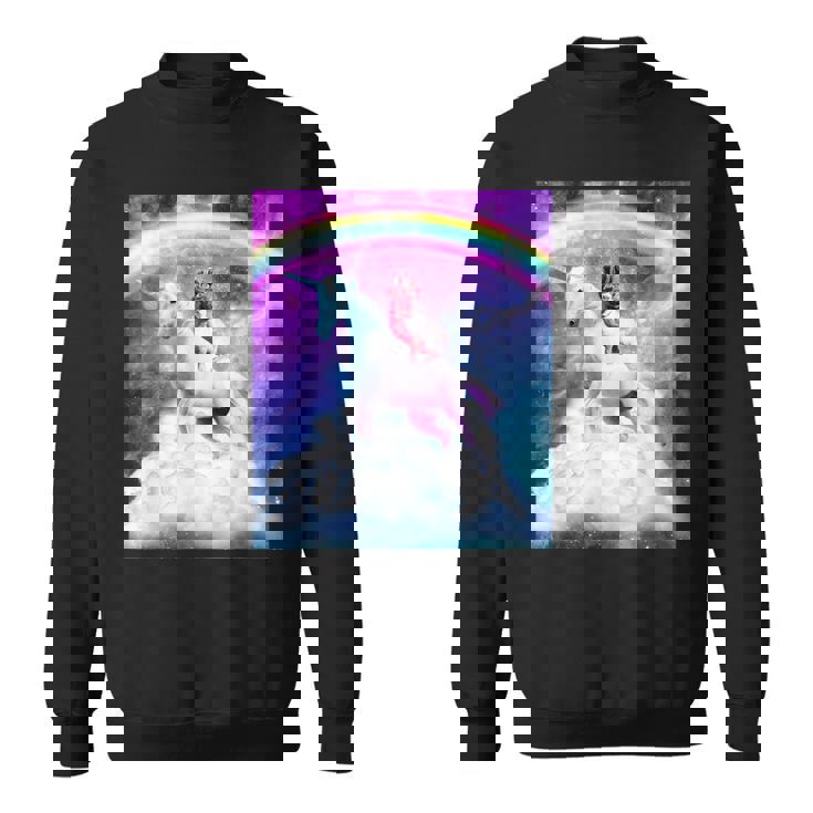 宇宙パグ 雲の上のレインボーユニコーン スウェットシャツ