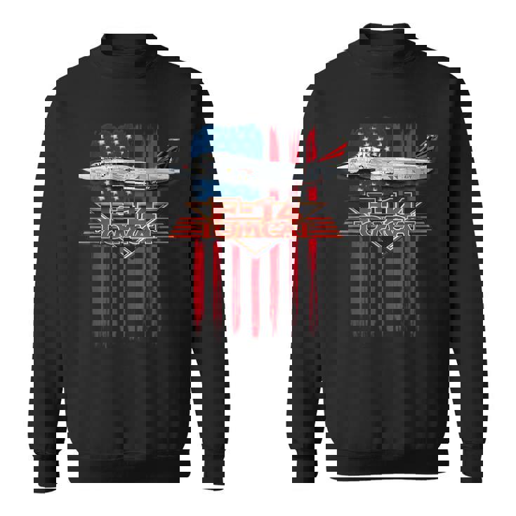 愛国的な海軍 F-14 トムキャットとアメリカ国旗 スウェットシャツ
