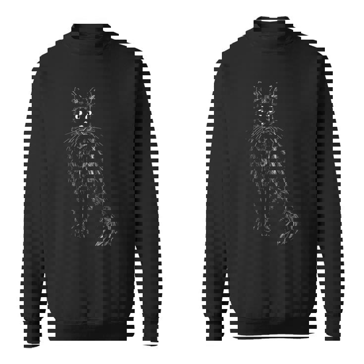 手描きのグラフィック芸術的な芸術的なミニマリズムを描く猫 長袖tシャツ スウェットシャツ