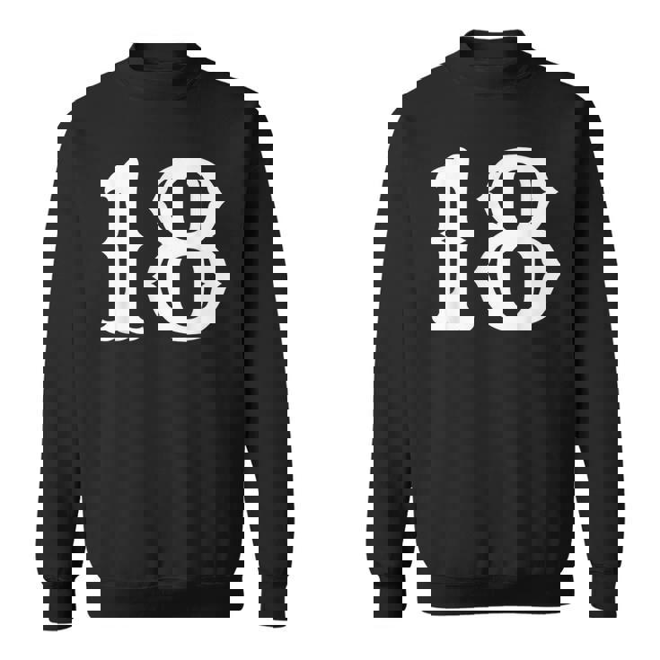 数字 18 インチ 白 大 太字 アメリカ 西部 スタイル フォント スウェットシャツ