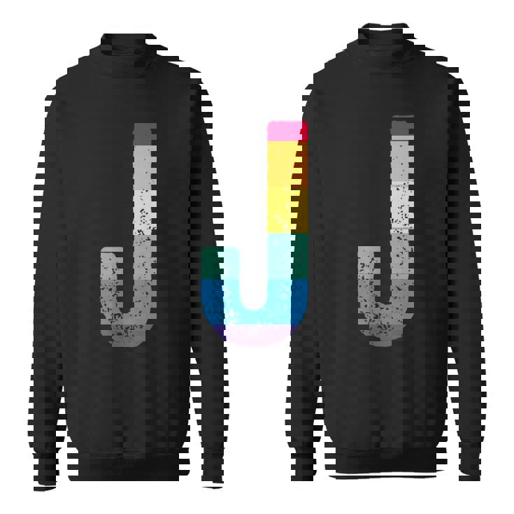 文字 J 大文字 アルファベット モノグラム イニシャル レインボー アルファベット J スウェットシャツ