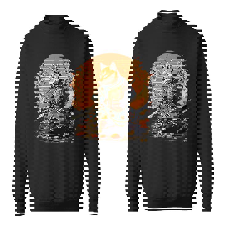 日本アート 柴犬 忍者 浮世絵 アニメ風 侍犬 スウェットシャツ