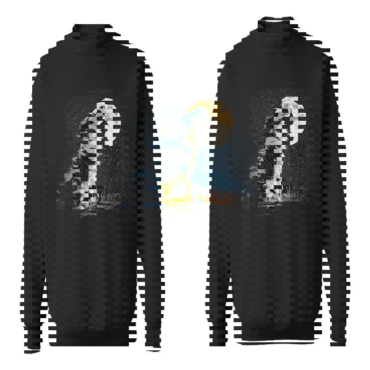 月に吠える美しいボーダーコリー犬 スウェットシャツ