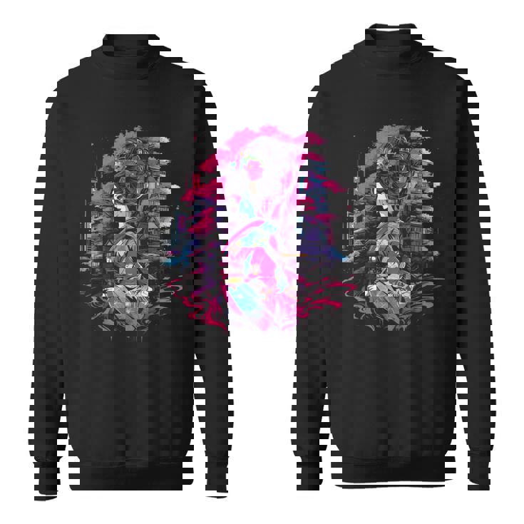 桜と芸者、サイバーパンク・イラストレーション スウェットシャツ