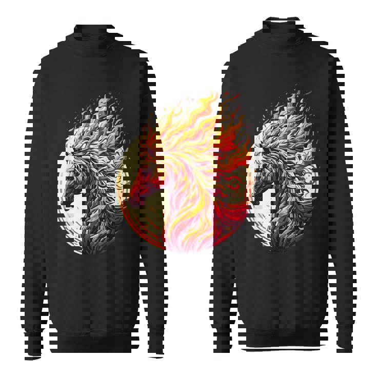 燃える 動物 馬 動物 クール 馬 火 炎 スウェットシャツ