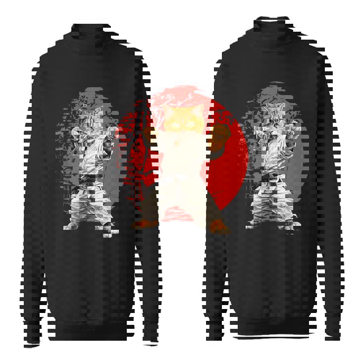 猫 空手 柔道 日本 日没 面白い 空手 猫 スウェットシャツ