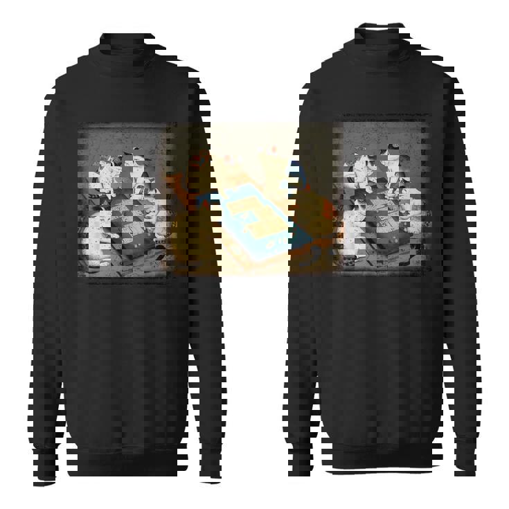 猫 遊ぶ 麻雀 面白いプレーヤー 文字付き スウェットシャツ