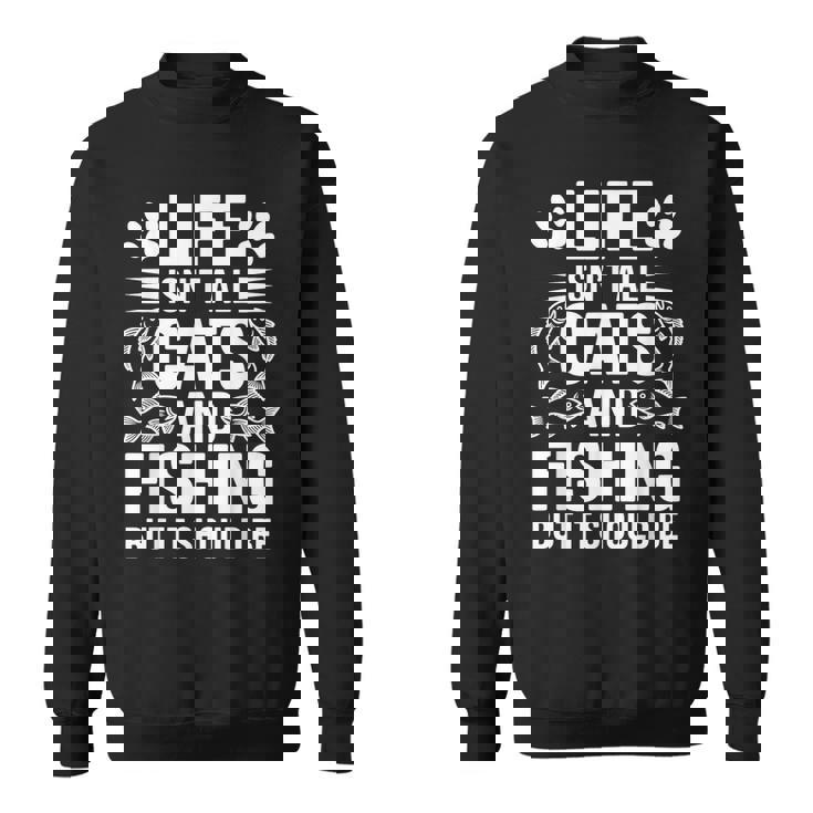 猫と釣り漁師 おもしろ釣り スウェットシャツ