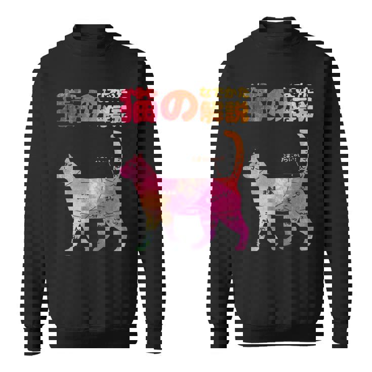 猫のなでかた解説 おもしろ 猫好き アイデア ギフト サプライズ にゃんこ 半袖 ペット プリント スウェットシャツ