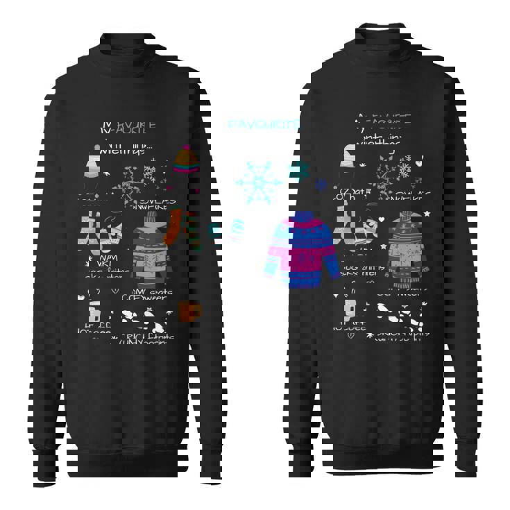 私のお気に入りの冬のものは、居心地の良い帽子、雪の結晶、ホットコーヒーです。 長袖tシャツ スウェットシャツ