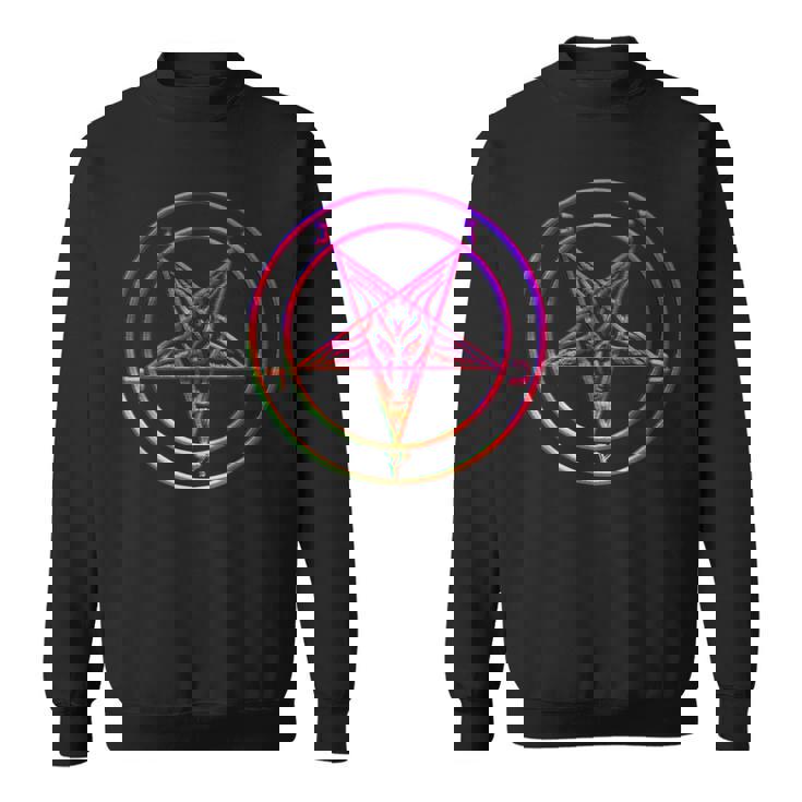 美しいvaporwave サタニックペンタグラム レトログリッチ効果 スウェットシャツ