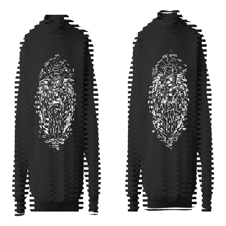翼と月を持つ天使のシンボル神聖な神秘的な芸術 スウェットシャツ