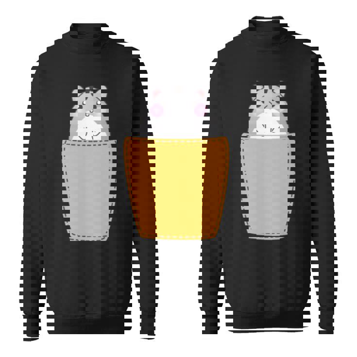 胸ポケットにハムスター 長袖tシャツ スウェットシャツ