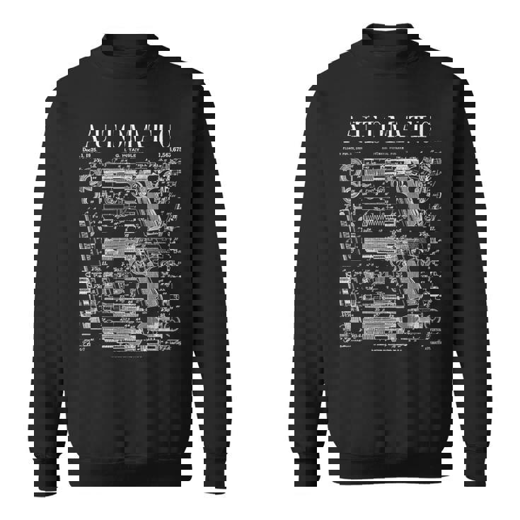 自動ピストル 拳銃 銃器 ヴィンテージガン 特許プリント スウェットシャツ