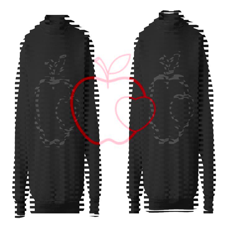 赤い りんご ハート ラインアート かわいい シンプル デザイン スウェットシャツ