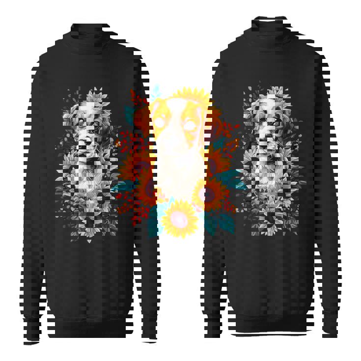 面白いtシャツ ジャックラッセルテリア ひまわり イヌ メンズ グッズ かわいい おもしろ 面白い 服 ネタ スウェットシャツ