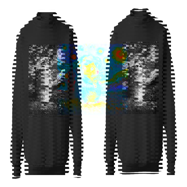 面白いtシャツ ハムスター かわいい ゴッホ 星月夜 動物 メンズ グッズ 面白い 服 ネタ 子供 キッズ スウェットシャツ