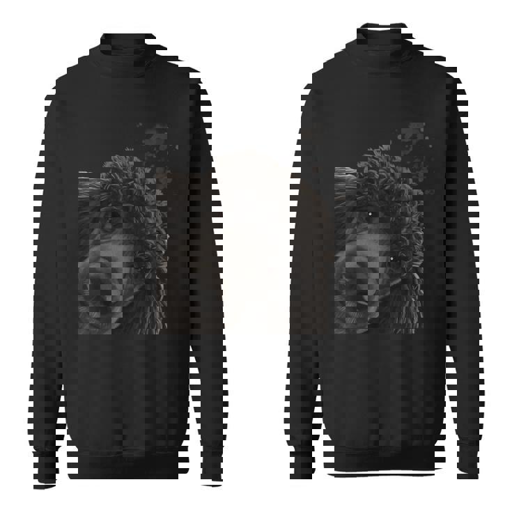 面白いおさるの犬 ブラック スタンダードプードル スウェットシャツ