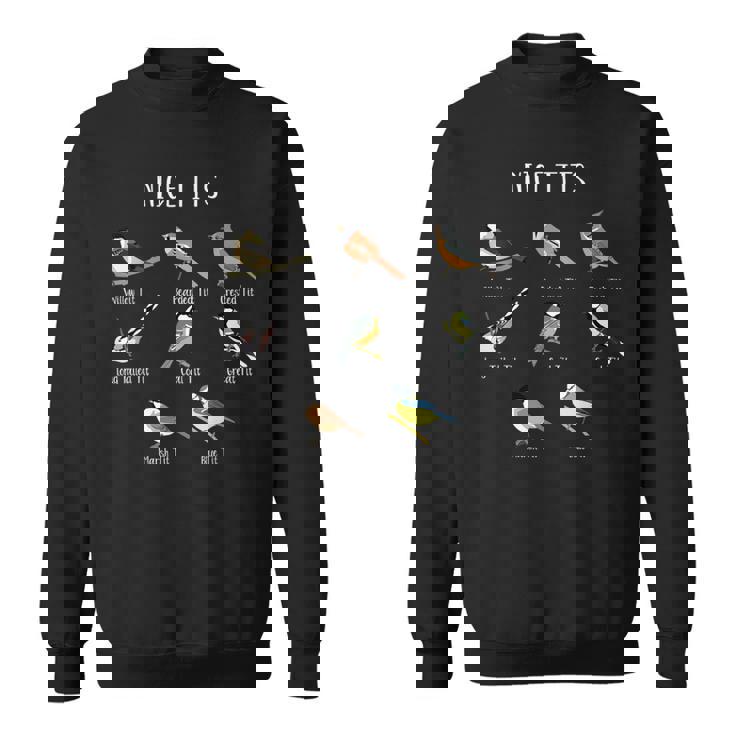 面白いバードウォッチング ユーモア おっぱいコレクション 素敵なシジュウカラ鳥 スウェットシャツ