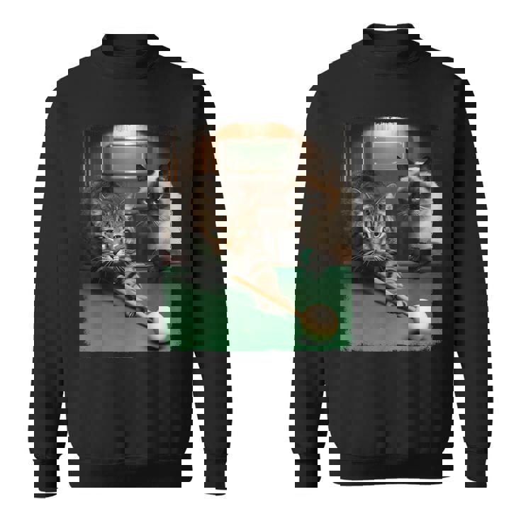 面白い猫 子猫 プールゲーム ビリヤード愛好家 アートデザイン スウェットシャツ