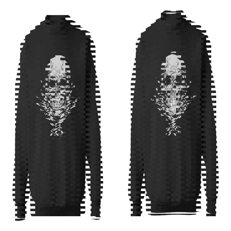 頭骨kull 髑髏 マノコルナ-クールな音楽スカルロッカーグリーティングスカル Zugaikotsu 頭蓋骨 スウェットシャツ