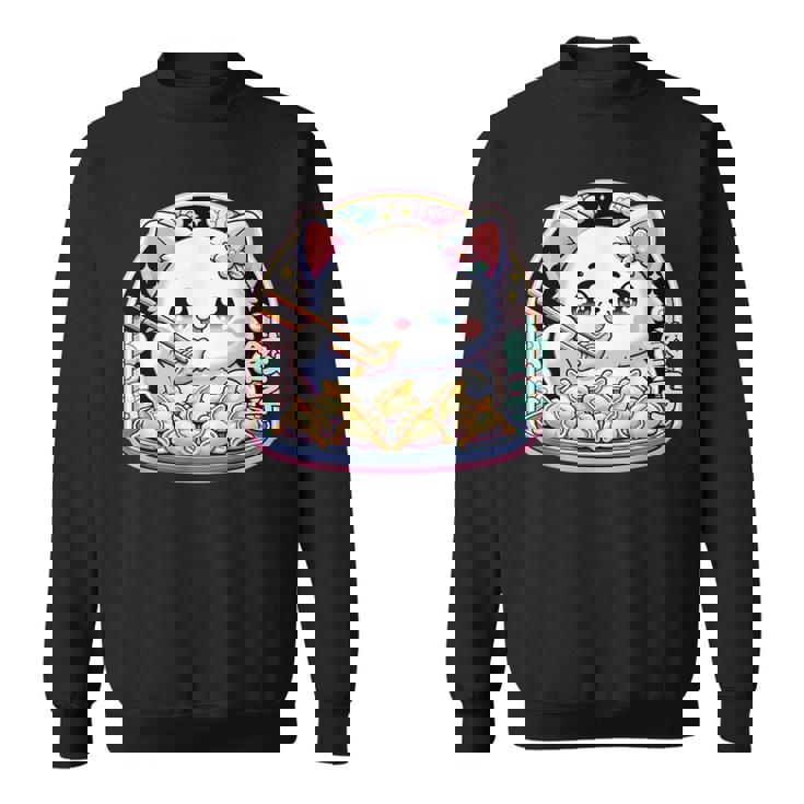 餃子、餃子を食べるカワイイ猫、餃子 スウェットシャツ