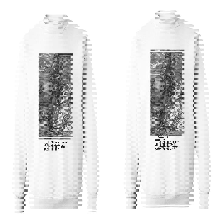 Albrecht Dürer Durer クリスチャンアート メランコリア ホワイト 長袖tシャツ スウェットシャツ