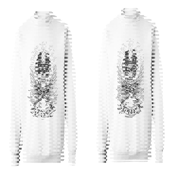 Born To Race Ride Forever スカルバイカーデザイン スウェットシャツ