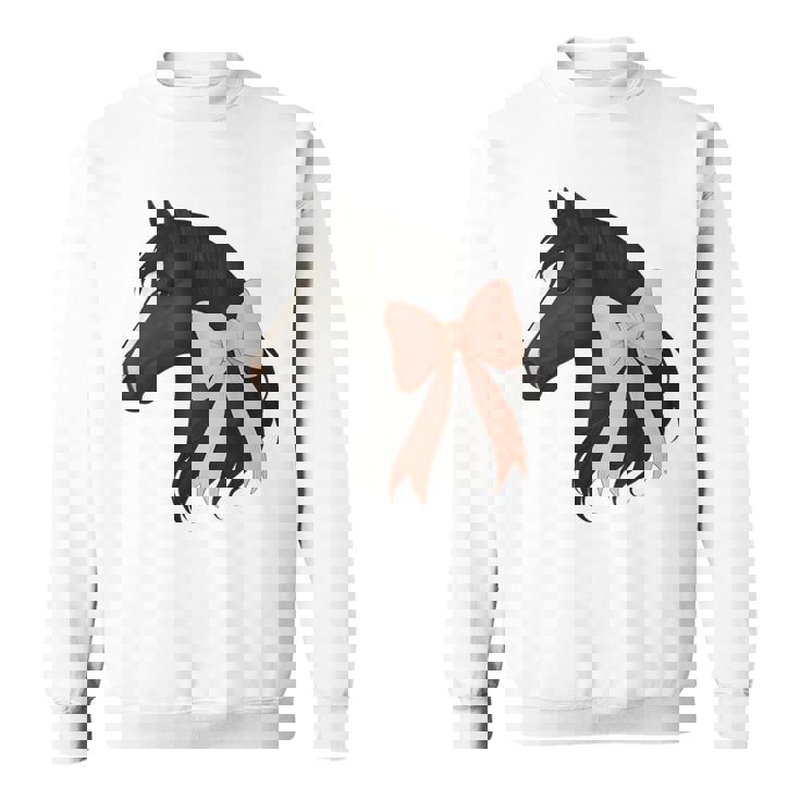 Cute Horse Pink Coquette Bow Horse Lover Sweatshirt Unisex