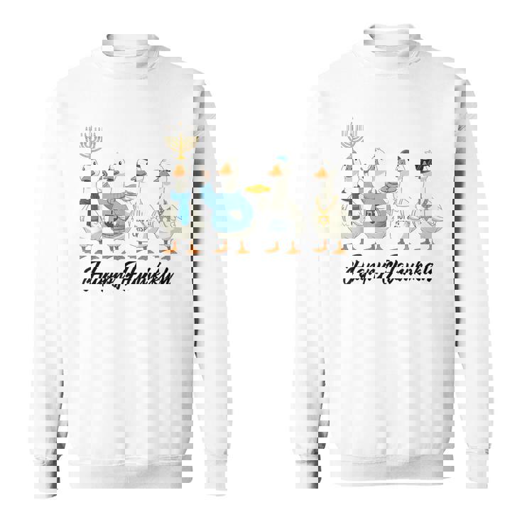 Hanukkah Goose Happy Hanukkah Menorah Dreidel Jewish Sweatshirt Unisex