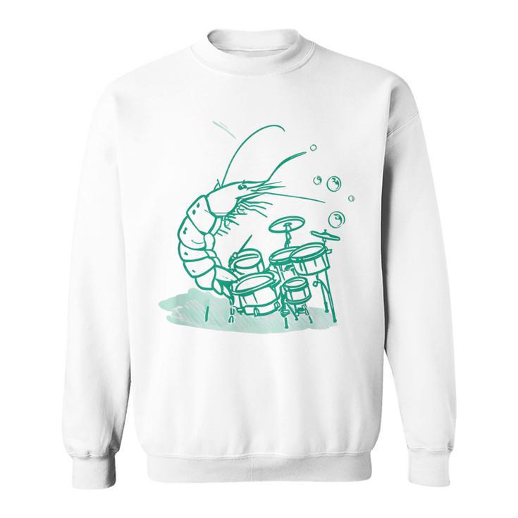 Instrument Musique Batterie Drôle Crevettes Sweater e