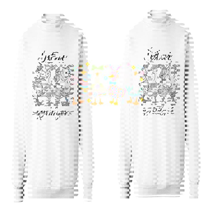 Just An Egg-Cited Goose キュート イースター バニー アヒル ファミリー 春 スウェットシャツ