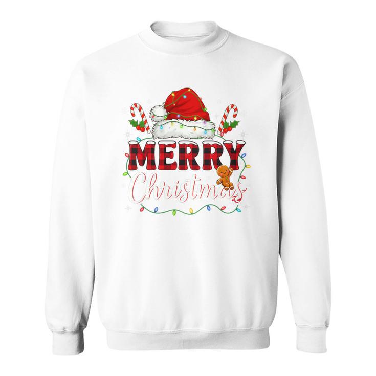 Merry Christmas Buffalo Plaid Red Santa Family Xmas Pajamas Tri-Blend Sweatshirt