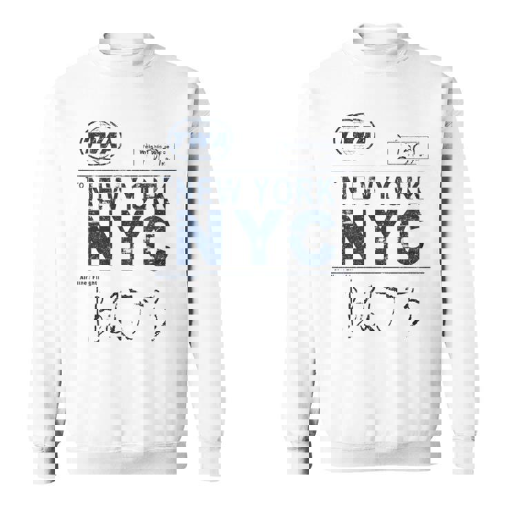 Nyc New York ヴィンテージ 航空会社タグ エアライナー フライングトラベル 長袖tシャツ スウェットシャツ