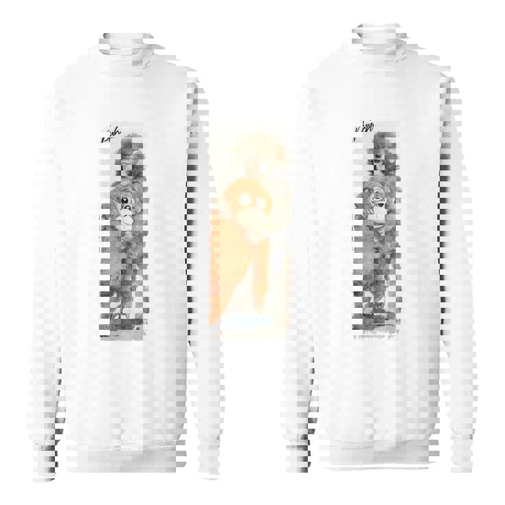 Punch – かわいい赤ちゃん猿とオランウータンのぬいぐるみ 水彩 長袖tシャツ スウェットシャツ