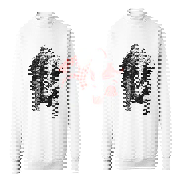 Santa And Bigfoot Rock Christmas Sasquatch Believe Sweatshirt Unisex